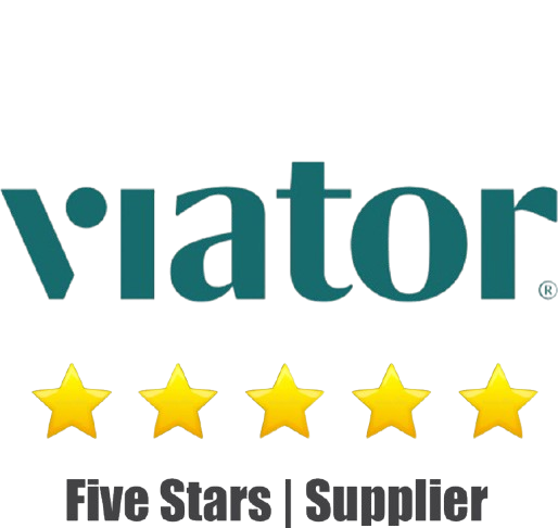 Viator five-star supplier badge representing top-rated travel service provider.
