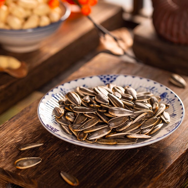 Traditional snack of sunflower seeds served during a Beijing Mahjong session.